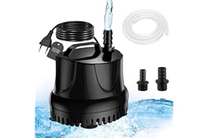 Lnicez Pompa ad Acqua Sommergibile 15W 800L/H Pompa Acquario Ultra Silenziosa Pompa per Acquario con Cavo 1,5m, Tubo 1m 2 Ugelli Pompa Laghetto per Acquario, Laghetto, Idrocoltura, Fontana