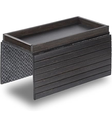 D&D Living Sofadienblad - Flexibele Bankopslag voor Armleuning van Natuurlijk Hout | Dienblad voor Sofa, Zwart Bamboe (XL