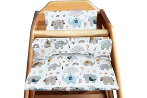 BEHOGAN Kids Sitzkissen, 186G Reine Baumwolle Wasserdicht Atmungsaktiv Sitzkissen, Einfache Befestigung am Kinderstuhl, Hochstuhlauflage Kissen Sitzbezug für Stokke Tripp Trapp Hochstuhl