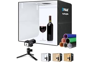 PULUZ Light Box Photography, 50cm/20 inch Portable Photo Studio Large Photo Booth Light Tent Kit with 160 LED Lights Dimmable, 12 Color Backdrops, USB C Fast Charger
