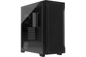 GAMDIAS ATHEBA P1 Lite Boîtier PC Gaming Moyenne Tour ATX, Panneau Avant perforé pour Un Flux d'air élevé, Panneau latéral en Verre trempé sans Outil, L’intérieur Spacieux, Gestion des câbles, Noir