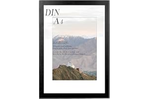 RUN HELIX Marco de Fotos A4 29.7x21cm en Madera - Marco Fotos A4 para Impresión - Cuadros para Título Universitario, Poster, Fotografias Boda, Comunión, Diplomas - Negro, 1 Unidad