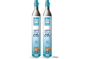 SodaBär Cilindro de CO2 para Grohe Blue | Aarke | Rehau | SodaPop | Brita Neo | BLANCO | Dispositivos Unito | 2 x 425 g (60 l) | Relleno carbónico premium de Linde