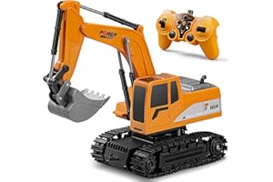 Daioller Escavatore Telecomandato per Bambini,Escavatori Radiocomandato con Spalletta in Metallo,Escavatore Idraulico per Ragazzi con luci e Suoni,6 Canali Sand Digger Regali per Bambini dai 4-7 Anni