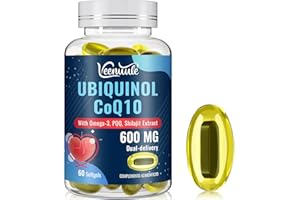 VEENUULE Ubiquinol CoQ10 600 mg miękkie kapsułki z ekstraktem z Shilajitu 300 mg, Omega-3 150 mg, PQQ 20 mg - System podwójnej dostawy - Ulepszone wchłanianie (60 sztuk, (opakowanie 1))