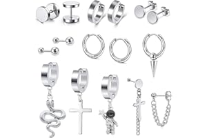 LIHELEI 20 pares Pendientes Hombre en Forma de Cruz de Moda de Acero, Regalo Navidad…