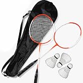 Slipt &Ccedil;antalı PRO Badminton Seti 2 Adet Badminton Raketi 3 Adet Badminton Topu Pro Badminton Set Kırmızı-Beyaz