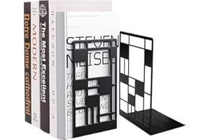 GOSLYLY Serre Livres Métal Cale Livre-Noir Séparateurs de Livres Anti Rayures pour Bureau, Maison, Écoles CD, Librairie et Bibliothèque (1 Paire)