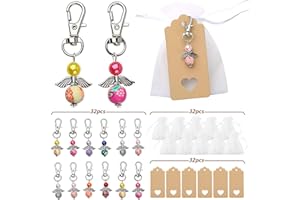 VGOODALL - 32 Stück Schutzengel Anhänger Set mit Organzasäcken für Kommunion, Konfirmation, Hochzeit, Taufe und Party-Geschenk