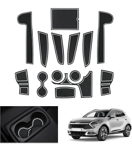 BIXUAN NQ5 2024 Compatibile Con Kia Sportage NQ5 2022 2023 2024 2025 Tappetini Antiscivolo Per Console Centrale Braccioli Tappetini In Gomma Supporto Per Bevande Antiscivolo Cuciture Porte, 14 Pezzi - 11