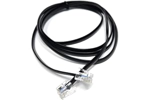 DRUT 2m FLAT RJ12 to RJ12 6P6C Cable Lead Plug to Plug RJ11 with 6 pin Wire 6.5ft Black