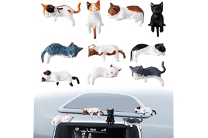 Ouligay 10 stycken minikattungar figurer miniatyr katter figurer bil dekoration interiör mini kattfigur söta biltillbehör int