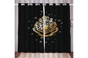 Doiicoon Harry Poter Children's Blackout Curtains - Magic Badge Curtains Set of 2 for Boys and Girls Bedroom (3.150 x 166 cm (2 x 75 x 166 cm)