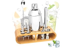 NVIYAM 12pcs Shaker Cocktail Kit, Cocktails Set Ensemble-Cadeau en Acier Inoxydable, 750 ML, Cocktail Set avec Accessoires de Cocktail, Kit Barman Tout-en-Un pour La Maison ou Le Bar