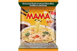 FIMILLA MARKET Mama Nouilles Instantanées au Porc, Soupe de Nouille saveur Porc 60g (Pack de 10 sachets)