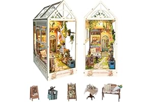 STRUCWOOD LED DIY Book Nook Kit - Book Nook Kit Garden House - Miniature Dollhouse Kit - 3D Puzzle Wooden Bookends Toy for Teenagers Gift Model Kits Room Decoration - SQ-22（Sylvia Garden）