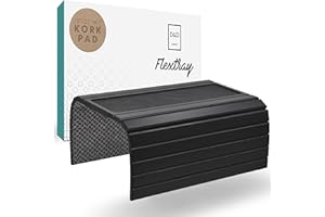 D&D Living® Bandeja para Sofá - Bandeja Flexible para Reposabrazos con Almohadilla de Corcho Antideslizante | Bandeja para Sofá de 47x34 cm, Bambú Sostenible Negro Grande