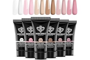 ‎MODELONES Modelones Poly Gel Set mit 6 Farben Nude Weiß Rosa Gel Nägel Selber Set Quick Extension Building Acrylgel für Starter Nail Art Nageldesign Selber Mache Valentinstag