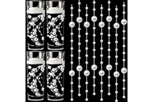 GEOSAR 48 Pieces Artificial Pearls Strings Beads for Floating Candles Centerpiece 5.1 Inch Faux Pearls Strings for Vase Fillers Pearl Beaded Party Garland Decorations for Wedding Dinning Table Party DIY
