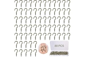 ZFKXGS 80 Stück Kleine Schraubhaken Bronze 1/2 Zoll Hakenschrauben Set Mini Deckenhaken Einschraubhaken Becherhaken für Holz Hängende Garten Pflanzen Kunst Weihnachts Dekorationen Schlüssel, mit Box