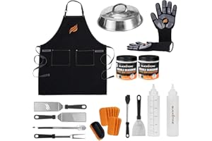 Blackstone Griddle Accessories Kit, Griddle Seasoning, Grill Gloves, Griddle Spatula, Griddle Scraper, Squeeze bottles, Apron, Basting Cover
