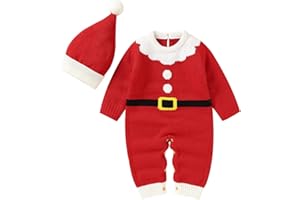 Geagodelia Carino Natale Maglioni Cappotto da Neonati Unisex Manica Lunga Pagliaccetti Lavorati a Maglia Tuta Renna Abiti Complessivi 0-18 Mesi da Bambini