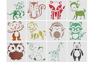 CENRONG Stencil di Pittura 12pcs Pittura Stencil Animale 13 * 13cm Pittura Stencil Fai da Te per Bambini Creazione Pittura Educazione Bambini Artigianato