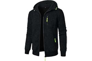 XCXC Herren Kapuzenjacke mit Reißverschluss Männer Jacke Strickjacke mit Brusttasche und Seitentaschen Trainingsjacke Freizeitjacke Übergangsjacke für Herbst Winter Alltag