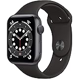 Apple Watch Series 6 GPS, cassa in alluminio grigio siderale da 44 mm con cinturino sportivo nero (Ricondizionato)