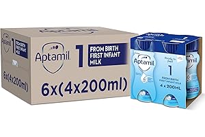 Aptamil 1 First Infant Baby Milk Ready to Use Liquid Formula, from Birth, 200 ml, (Pack of 24)