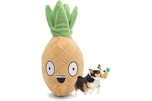 Barkbox 2 in 1 Interactive Plush Dog Toy - Rip and Reveal Toy for Dogs and Puppies - Stimulating Squeaky Pet Toys | Penny Pineapple (Large)