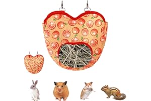 HILEYU Mangiatoia Per Coniglietti, Grazioso Sacchetti Di Fieno A Forma Di Cuore Con Motivo Di Frutta,Sacchetto Di Tessuto Per Mangiatoia Per Animali Coniglio Cincillà Criceti (Arance)