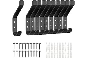 MOVYEE 10 Pezzi Ganci Appendiabiti, Appendini da Muro, Appendiabiti a Vite, Ganci per Pannelli Acustici per Camera da Letto, Soggiorno, Bagno, Attaccapanni da Parete (Nero(10 Pezzi))