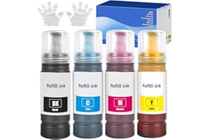 FANSHENG Ink Compatible with ink refill bottles for ET-1810 ET-2861 ET-2860 ET-4800 ET-2810 ET-2811 ET-2812 ET-2814 ET-2815 ET-2830 ET-2711 ET-2726 ET-4700 (4 Pack BK/C/M/Y)