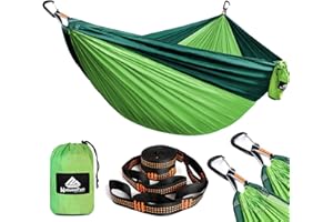 ‎NATUREFUN NATUREFUN Ultraleichte Reise Camping Hängematte | 300kg Tragkraft (300 x 200 cm) Atmungsaktiv, Schnelltrocknendes Fallschirm Nylon | 2 x Premium Karabiner, 2 x Nylon-Schlingen Inbegriffen | Draußen