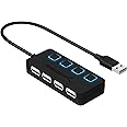 SABRENT Hub USB, Data Hub USB 4 Ports, Adaptateur USB, USB multiport avec des commutateurs et des voyants d'alimentation indi