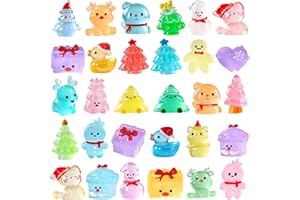 DTYDECLE 40 Stück Weihnachten Mini Harz Figuren, Harz Leuchtet Miniaturen Figuren Weihnachten Für Festliche Partydekorationen Und Geschenke