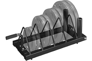 Yaheetech Horizontal Weight Plate Rack, Strength Fitness Rack with 4 Plate Slots, Plate Storage Holder Barbell Bumper with Rolling Wheels for Home/Gym, Black