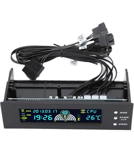 Controller Ventole CHICIRIS 3 Canali Con Display LCD, Allarme Temperatura Regolabile 40-90°C, Per PC Desktop, Compatibile Con Custodia 5.25"