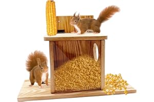 Direct Wicker Squirrel Feeder, Wood Flip-Up Roof For Squirrel Food Placement Removable Front Panel Squirrel Feeder Just For Squirrels