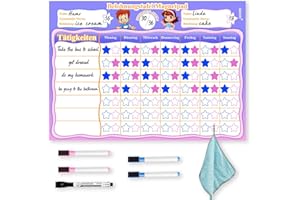 LOVEXIU Children's Reward Board, Children's Reward System, Magnetic Reward Board for Children, Daily Planner, Children's Routine, Weekly Planner Children, for Girls/Boys with 5 Pens, 34 x 24 cm, German Reward
