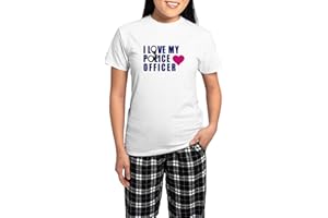 CafePress I Love My Police Officer Pajamas Women's Novelty Cotton Pyjama Set, Comfortable PJ Sleepwear