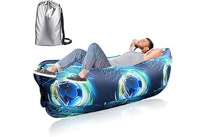 Dwafill Aufblasbares Camping Sofa Strand, 230 * 70CM Luftsofa Outdoor, Luftsack, Airlounge, Luft Sitzsack, Outdoor Liege Couch, für Picknicks, Gärten, Musikfestivals (Eindicken Gittertuch, Fußball)