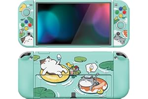 playvital Cover Custodia per Nintendo Switch OLED,Copertura Morbida TPU Protezione per Joycon Console con Copri Analogici/Tasti(ZealProtect)-Gattini Festa in Piscina