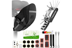 RYACO 16 in 1 Bike Tire Repair Kit with Glue, Bicycle Multi-Function Puncture Tool Set with Patch Kit & Tire Levers Bike Accessories, Bicycle Fix Tire Tool Kit with Saddle Bag for Mountain Road Bikes