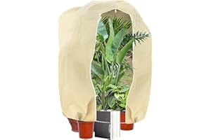 profiwoab Winterschutz für Pflanzen, Winterschutz Vlieshaube XL(180cm x 120 cm), Pflanzenschutz Winter Tasche mit Reißverschluss und Kordelzug Winter für Kübelpflanzen Olivenbaum