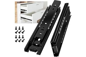 AOLISHENG Glissiere pour tiroir 200 mm Glissière de tiroir latéral rail coulissant coulisse tiroir sortie totale à bille pour placard et cuisine 45 kg Charge Noir 1 Paire(2 pièces)