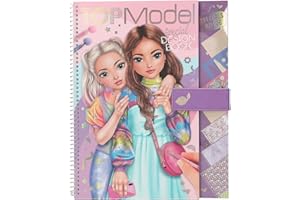 Depesche 13584 TOPModel - Livre de coloriage avec 33 Pages pré-imprimées pour créer des Tenues, kit Comprenant Papier, Pochoir, Autocollants et Bien d'autres Choses Encore.