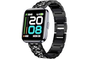 Blueshaweu ID208 Plus 1.8" Quick Release Women Jewelry Bling Diamond Metal Dressy Adjustable Replacement Strap Accessories Sports Band Compatible for WMK,Quican,aeac,Tensky ID208 Plus