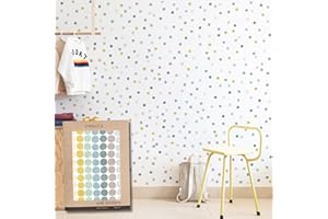 TRESXICS Pegatinas Pared Decorativas Infantiles Lunares a Lápiz, 420 Piezas, Vinilo Adhesivo Pared Original y Duradero, Efecto de Papel Pintado Infantil, Fácil Aplicación y Removible (Azul)